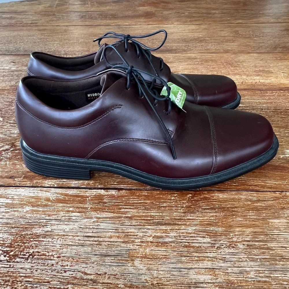 NEW Rockport Leather Ellingwood Oxford Waterproof Burgundy Men’s Sz 8.5M